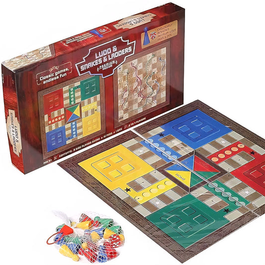 Ludo, Snake and Ladder, Kids Mandi Deluxe, Chess, Business and Stock Market Board Game for Kids, Strategy Game for Family, 2-4 Players (Medium Ludo and Snake)