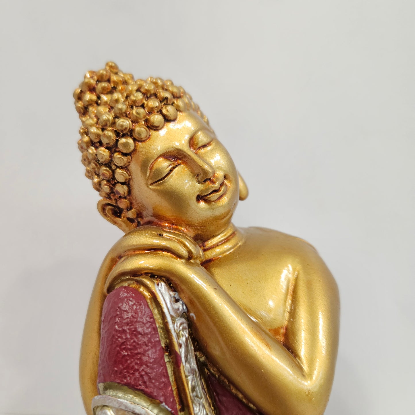 Sitting Buddha Statue Idol Buddha Figure Gold Foli Work Resin Made Light Weight Statue Perfect Home decor
