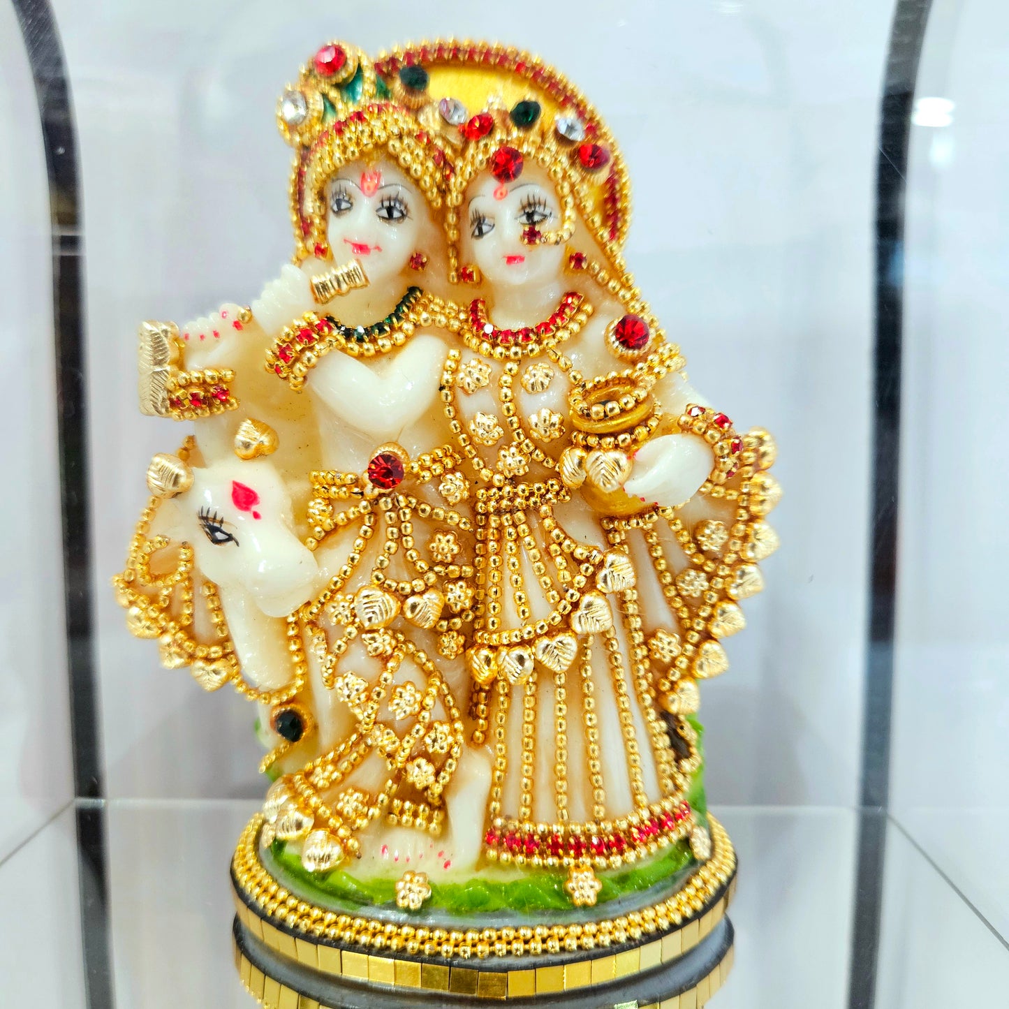 Radha Krishna 24 carat Gold Plated Cabin Idol for Pooja Room & Home Decor