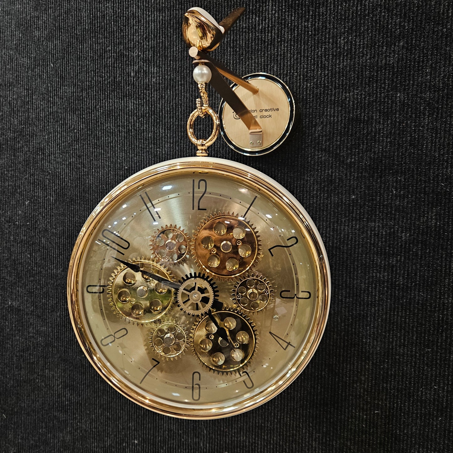Stylish Gear Mechanism Double-Sided Clock with Sparrow Top