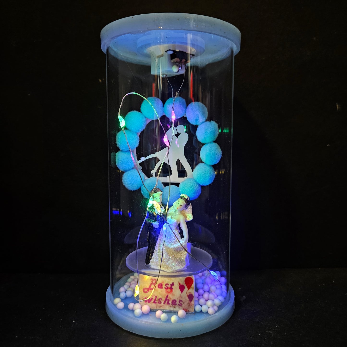Wedding couples in Dancing posture Figurine with lighting in a glass capsule