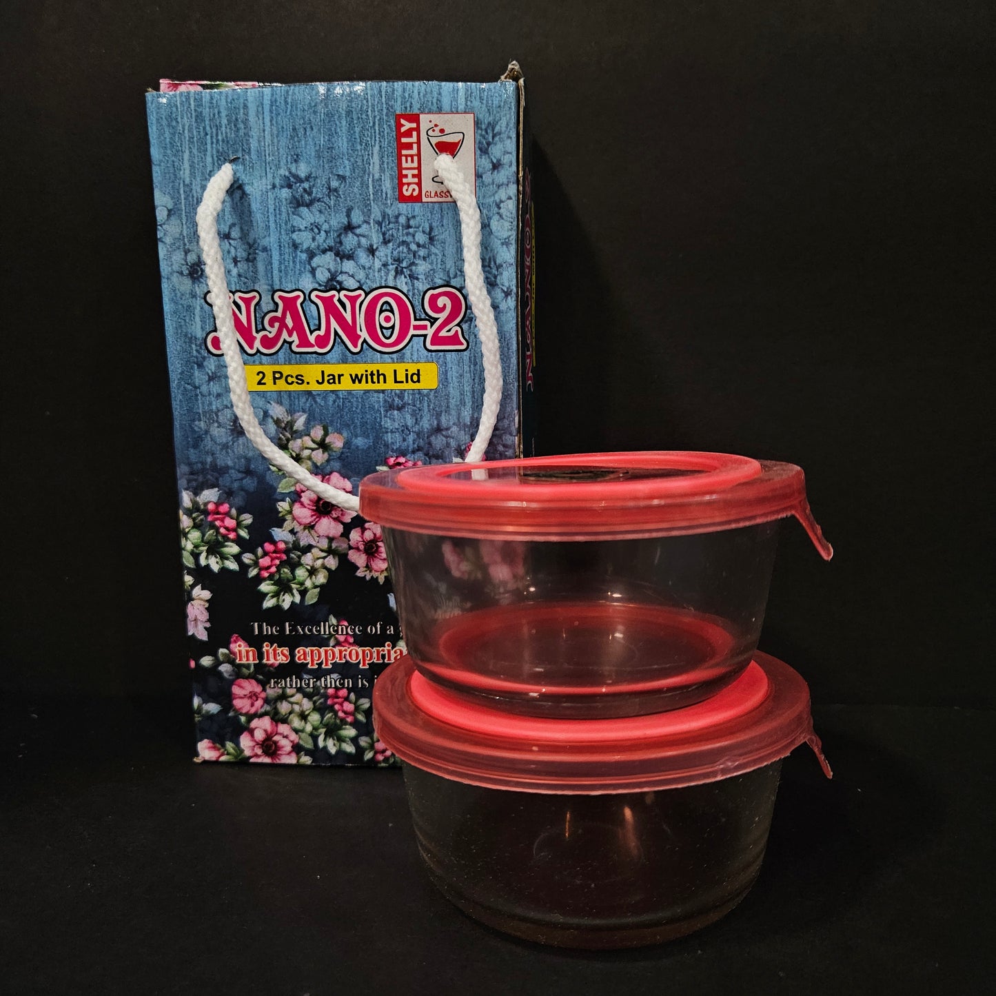 Shelly Glassware Nano-2 2 pieces Glass Jar set with Lid