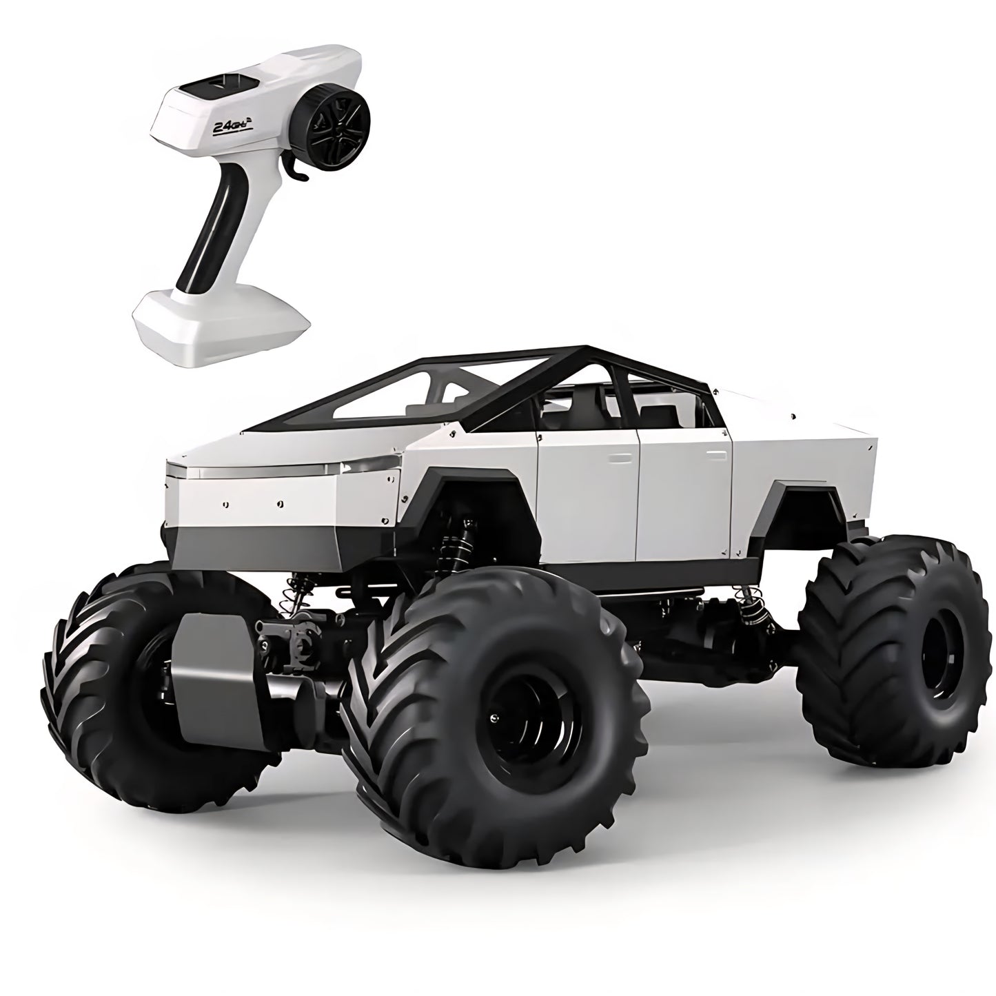 Cybertruck RC Cars Alloy Truck Metal Big Remote Control Car 2.4 GHz 36KPH -4WD All Terrain RTR Trucks Aluminum Shock Climbing 45°angles Sound&Light Effect with 70-Minute Super Long Battery Life