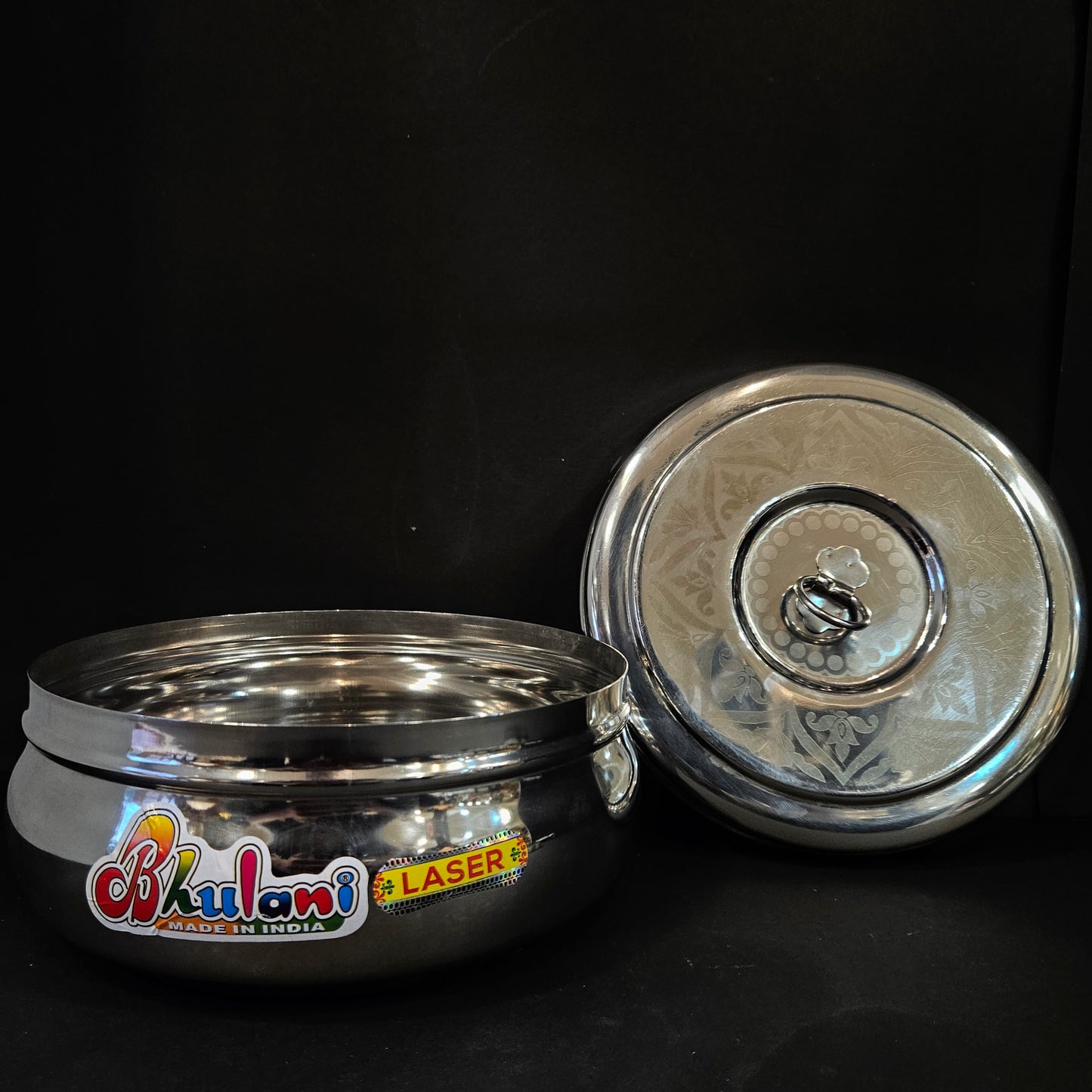 Stainless Steel Round storage box with Designer lid perfect for Return gifting purpose