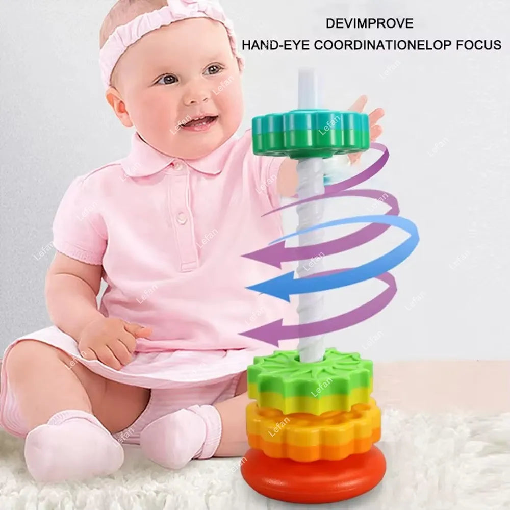 Rainbow Stacking Ring Spinning Tower for 3 years & above age old kids