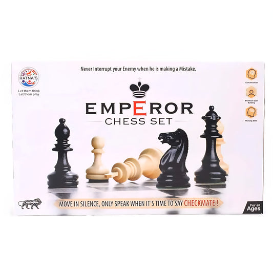 Ratna's Emperor Chess Set Board Game with Folding Chess Board and Black & White Chessmen's for Kids & Adults