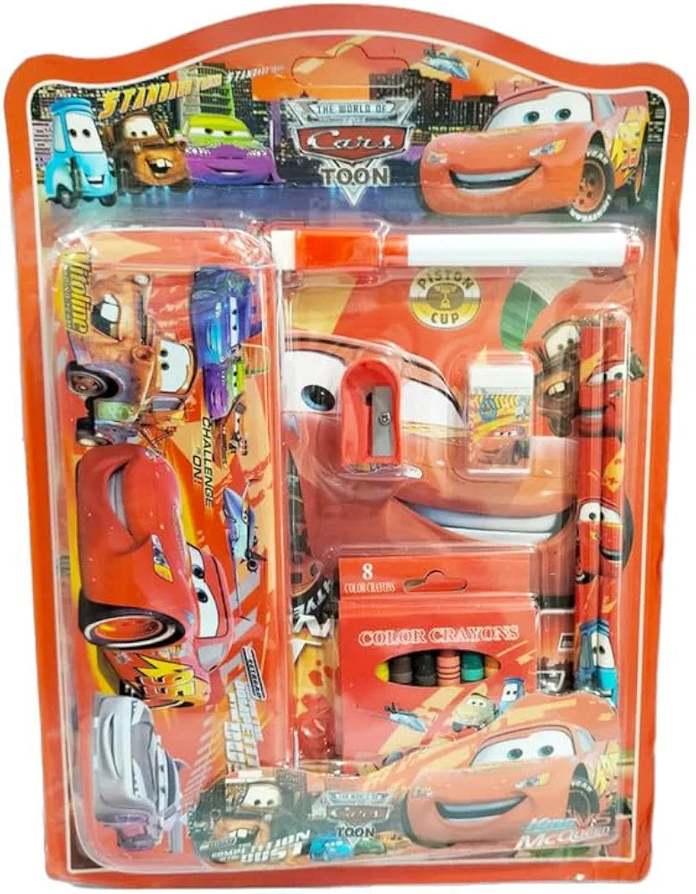 Kids Cartoon Print Stationary Set for Girls Boys with 2 Pencils, 1 Eraser, 1 Sharpener, and 1 Scale set for kids Return Gifts