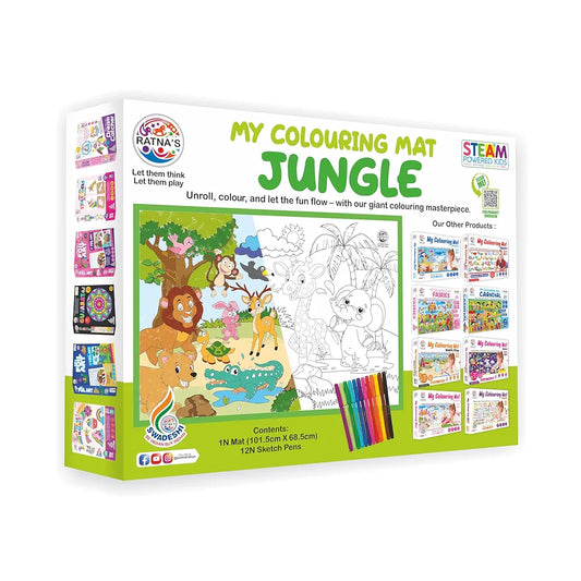 My Coloring Mat Jungle Printed Mat of Washable & Reusable Colouring Kit for Kids