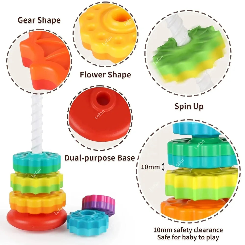 Rainbow Stacking Ring Spinning Tower for 3 years & above age old kids