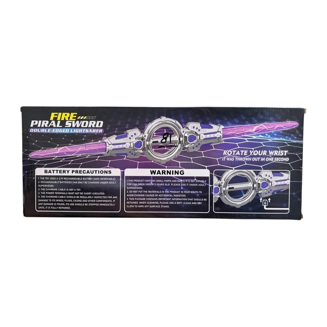Fire Spiral Sword Double-Edged Light Sword Toy with LED Lights & Sound, Wrist-Activated Rotating Action, Role Play Toy for Kids & Teens 14+ Years