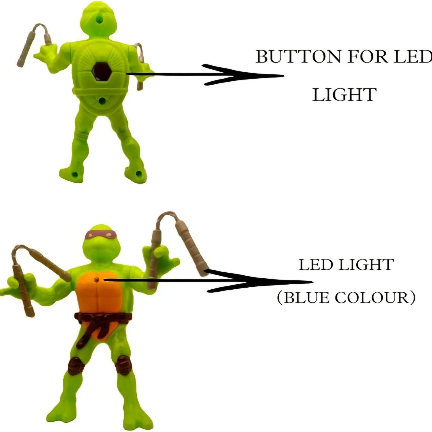 Ninja Turtle Action Figures Set with Weapons, Green Mutant Turtle Toys for Kids, Collectible Fighting Figures Playset, Durable Plastic Gift Toy for Boys & Girls