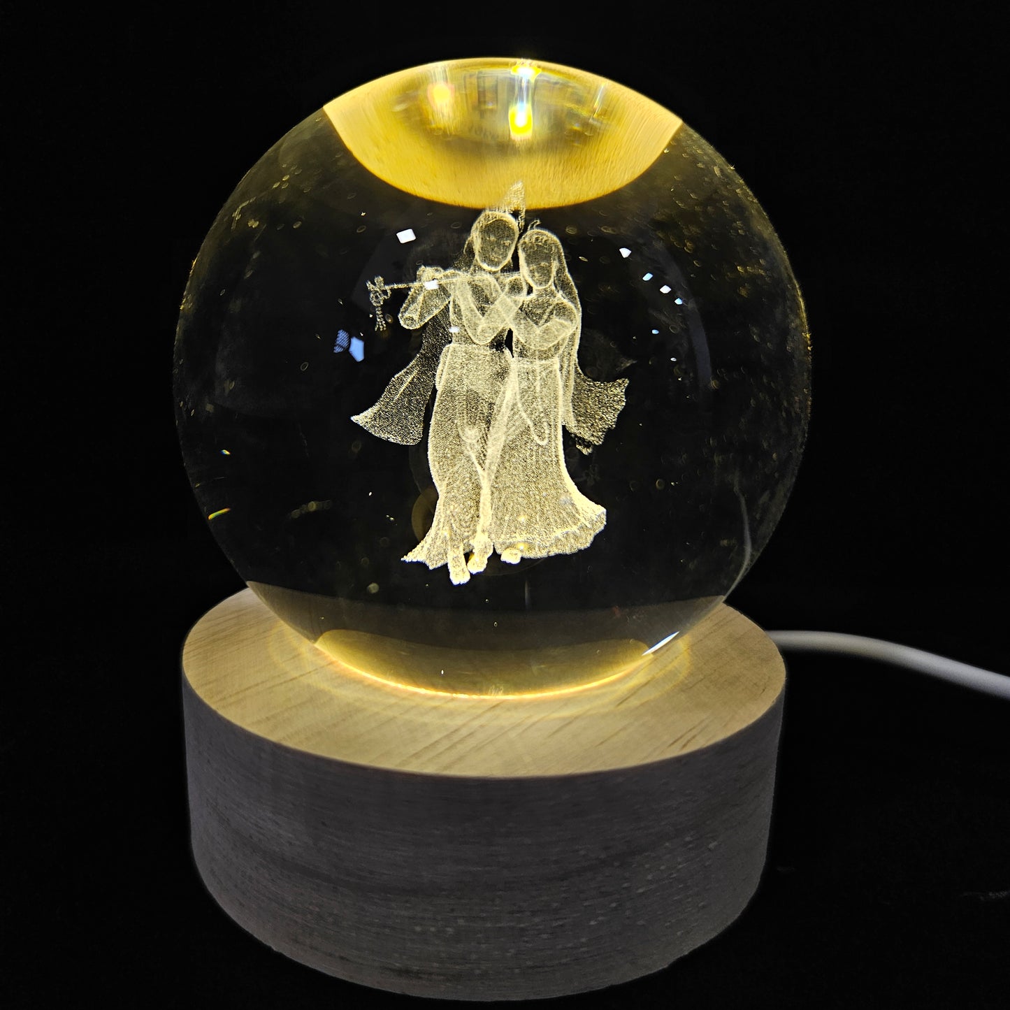 Crystal Ball Night Lamp, Solar System Light, USB Table Colorful Wooden Crystal for Home, Office, Birthday Gift