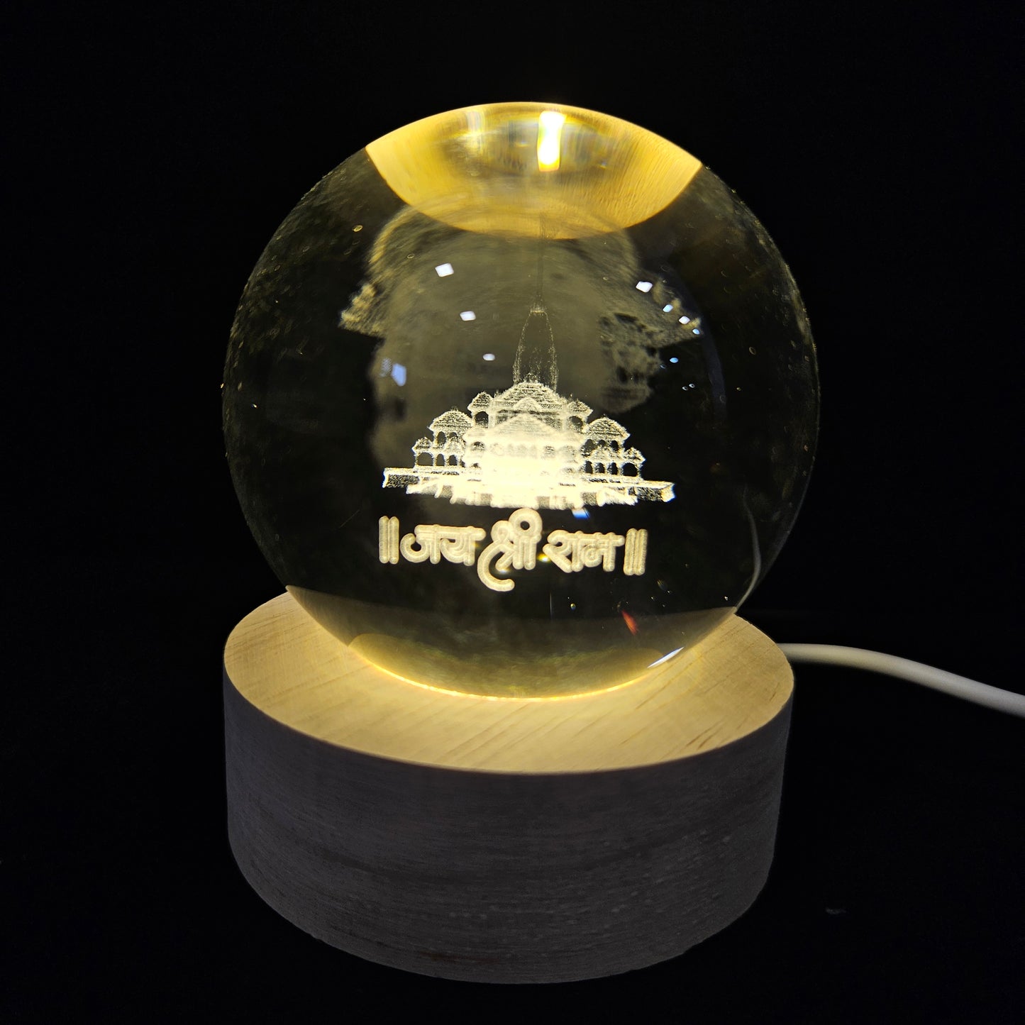 Crystal Ball Night Lamp, Solar System Light, USB Table Colorful Wooden Crystal for Home, Office, Birthday Gift