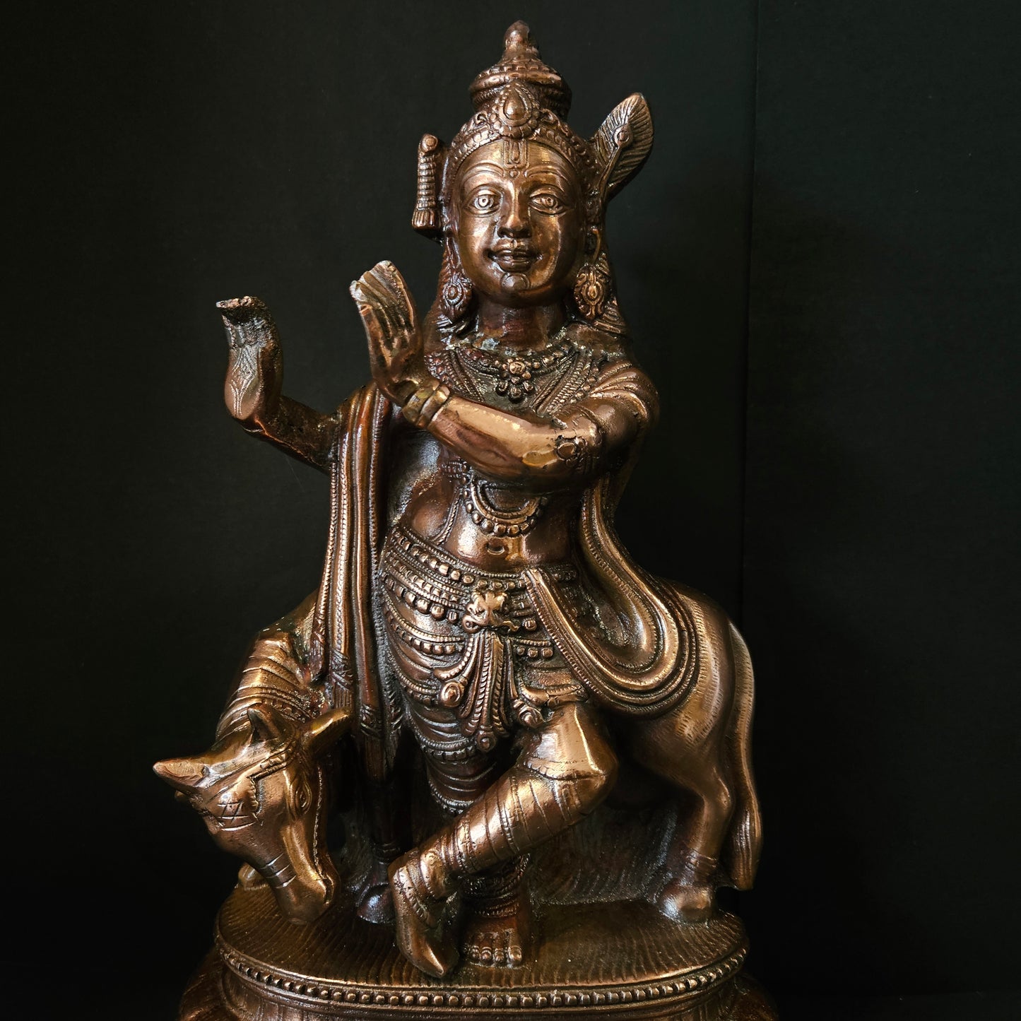 Lord Krishna Spirtual Idol Krishna Black Copper Statue for Home Decor Krishna Decorative Showpiece for Gift Home Décor