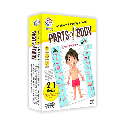 RATNA'S Parts of Body Jigsaw Puzzle for Kids with 2 in 1 Write and Wipe Board with Body Parts