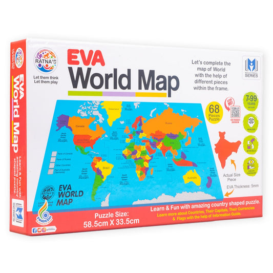 Ratnas EVA World Map Puzzle Multi Colour - 68 Pieces