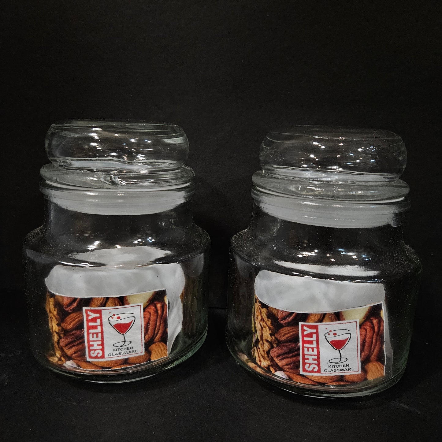 Shelly Glassware pili nuts glass 2pieces Jars set with lid