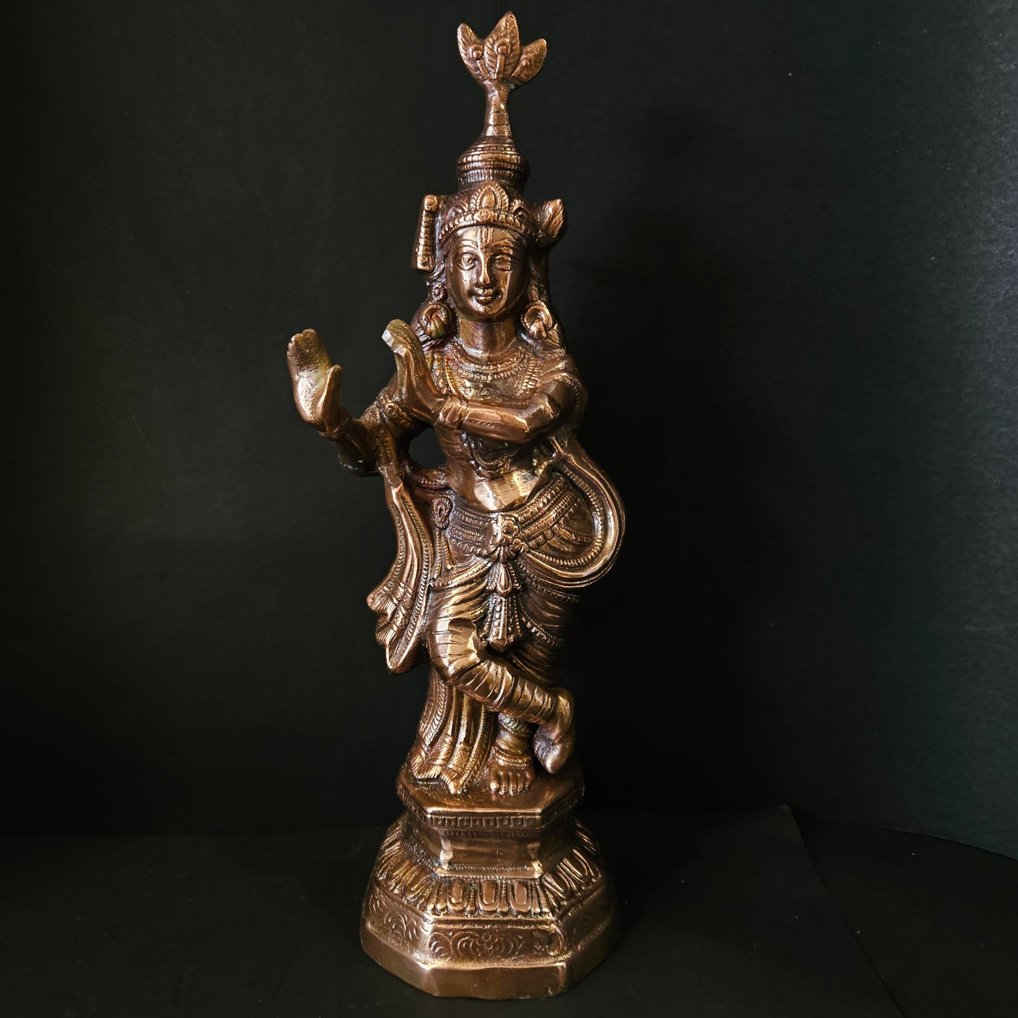 Lord Krishna Spirtual Copper idol Statue showpiece Figurine for Pooja Room & home Decor