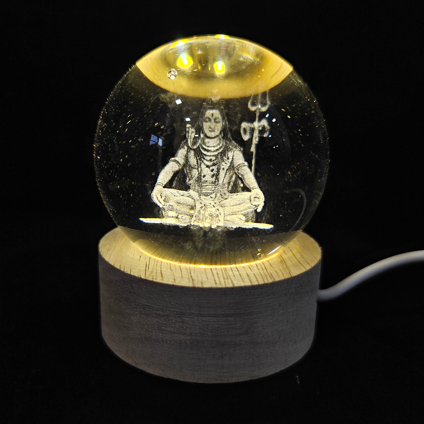 Crystal Ball Night Lamp, Solar System Light, USB Table Colorful Wooden Crystal for Home, Office, Birthday Gift