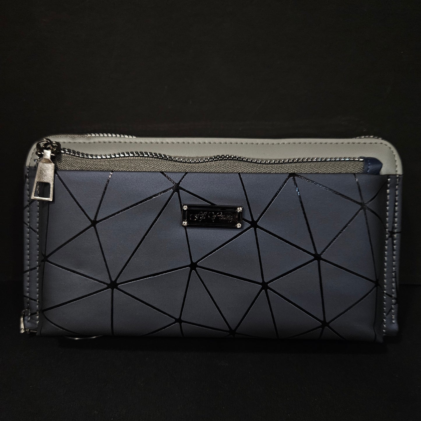 Leather Thin Slim Wallets for Women with Double Zipper
