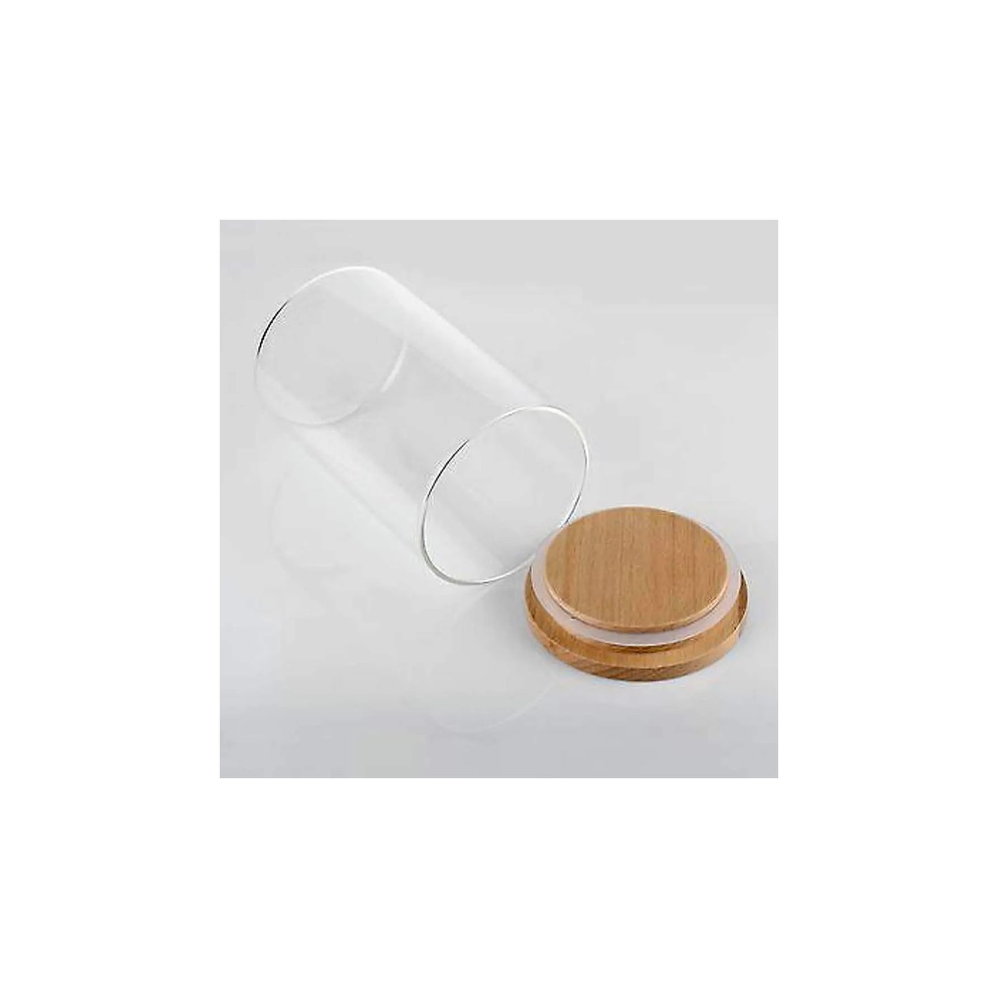 Airtight clear glass storage canister with wood lid food storage container jar with sealing bamboo lid for kitchen storage and multipurpose use