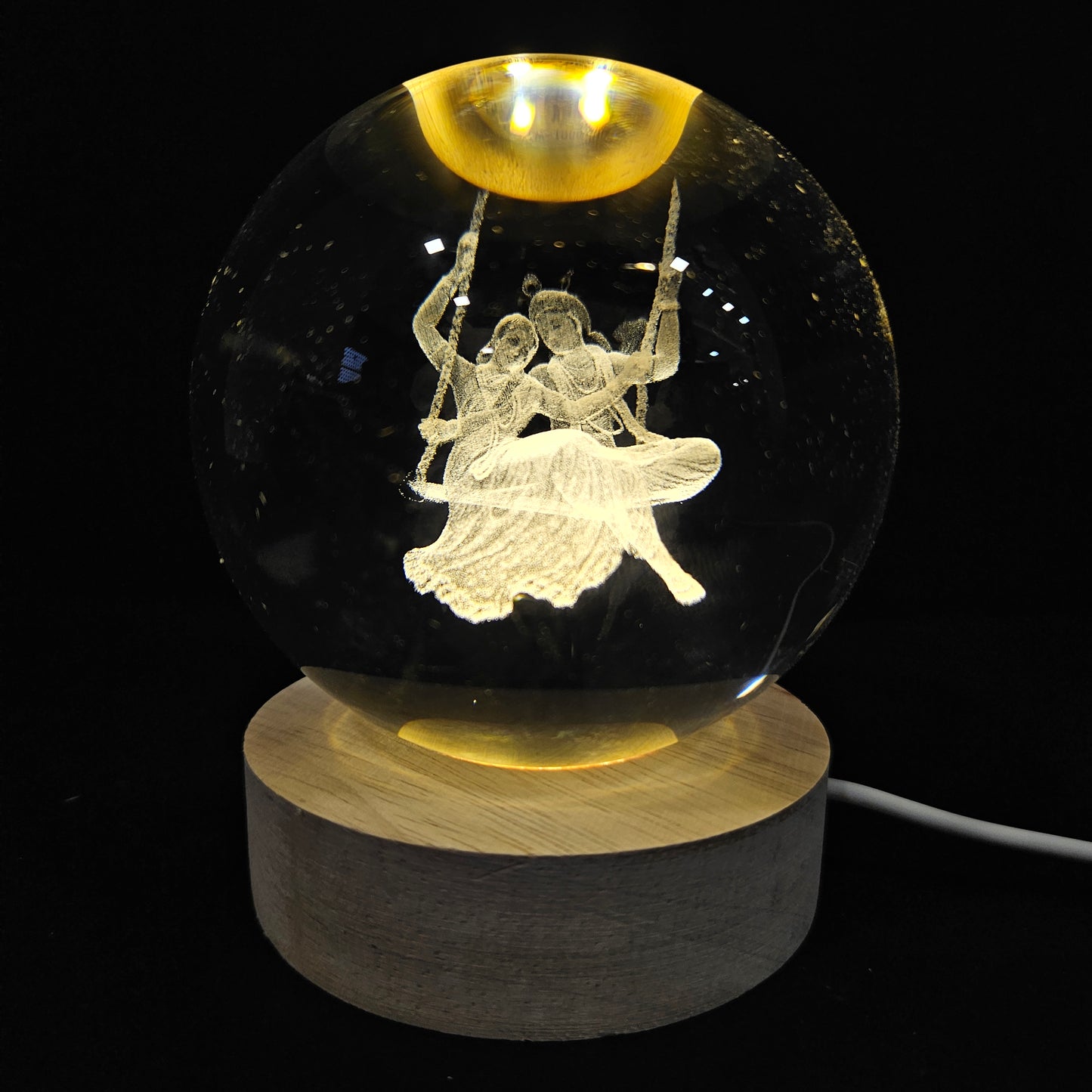 Crystal Ball Night Lamp, Solar System Light, USB Table Colorful Wooden Crystal for Home, Office, Birthday Gift