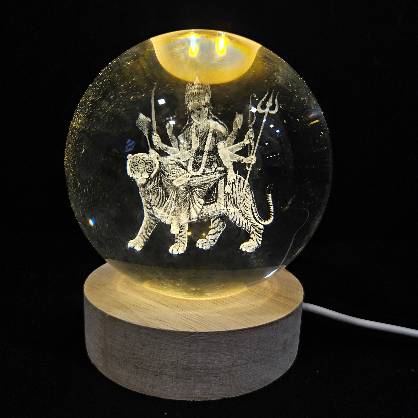 Crystal Ball Night Lamp, Solar System Light, USB Table Colorful Wooden Crystal for Home, Office, Birthday Gift