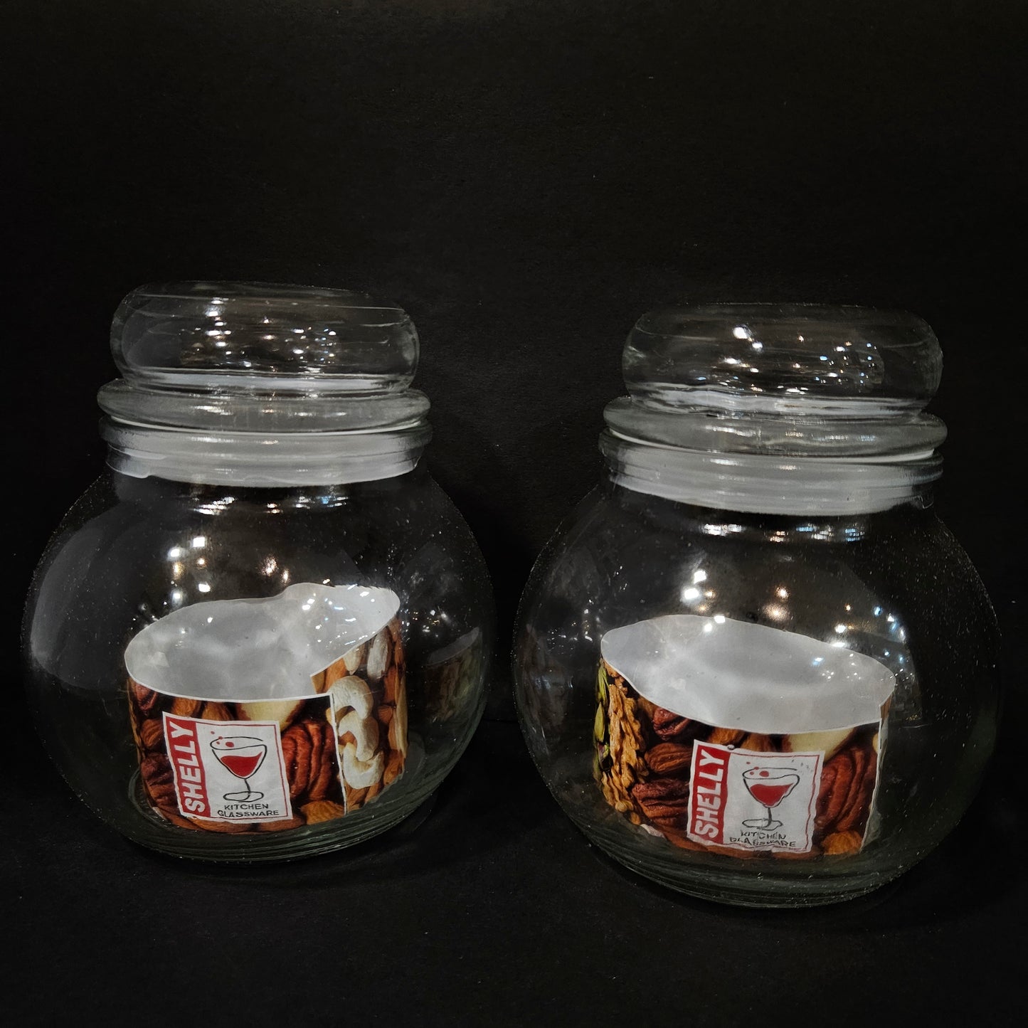 Shelly Glassware Walnuts 2pieces Glass Jar set