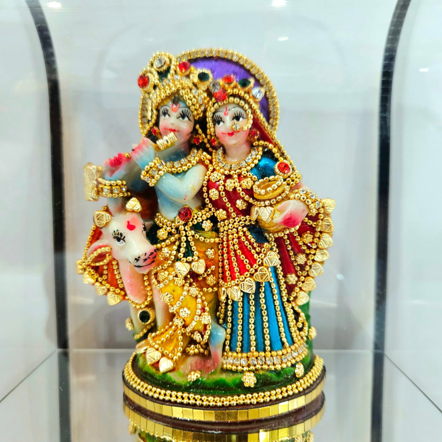 Radha Krishna 24 carat Gold Plated Cabin Idol for Pooja Room & Home Decor
