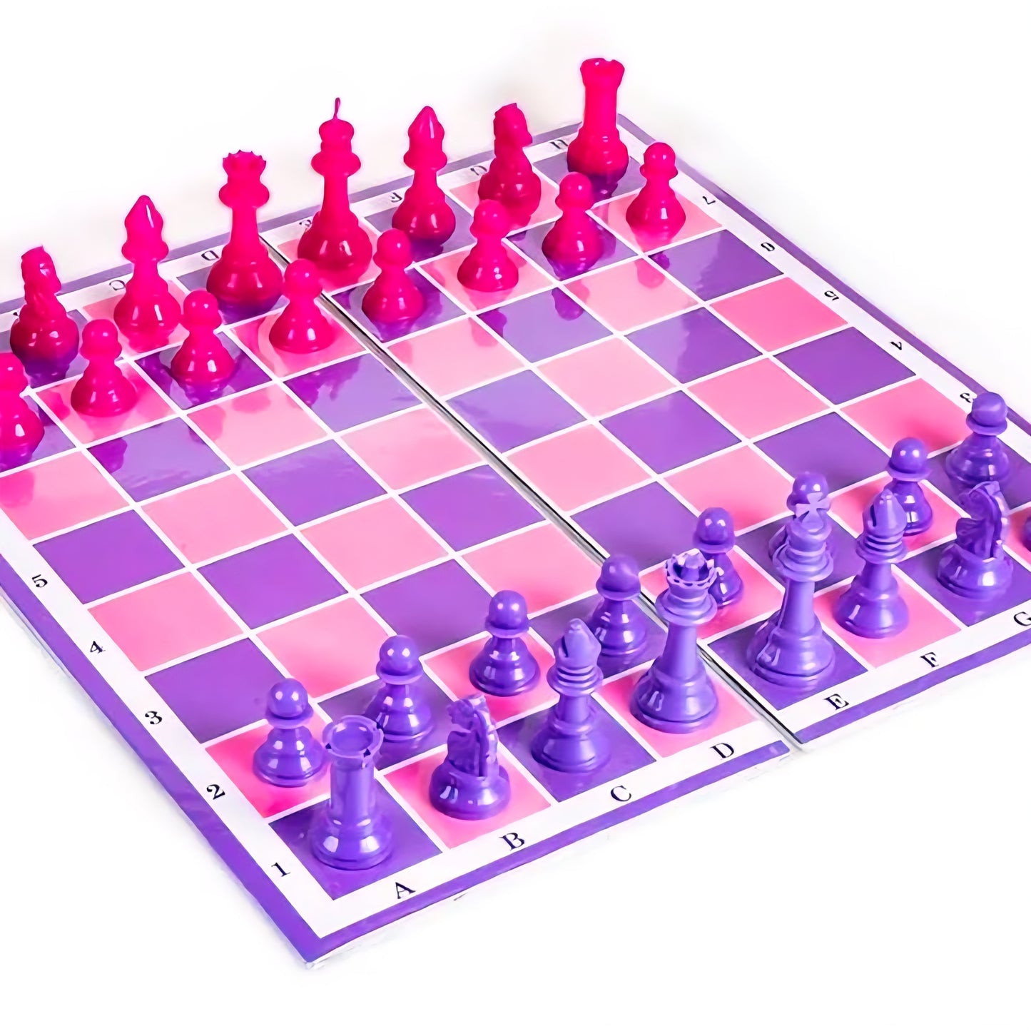 Ratna's Unicorn Magnetic Chess Senior Foldable Magnetic Chess Board Set with Magnetic Pieces for Kids and Adults Pink & Purple Board