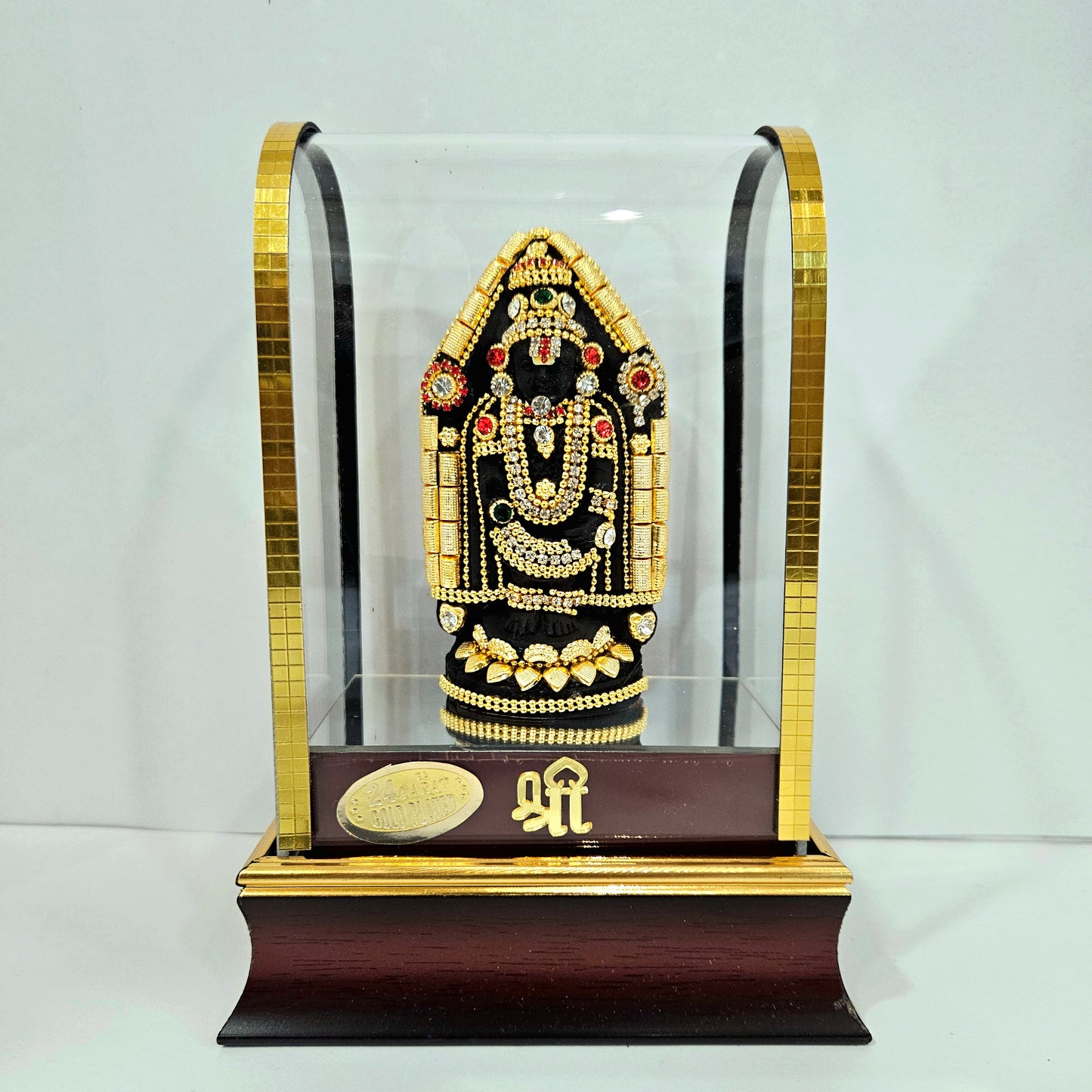 Imported 24carat Gold Plated Cabin Idol with stones Decorated of Lord Balaji for Puja Room Or Home Decor
