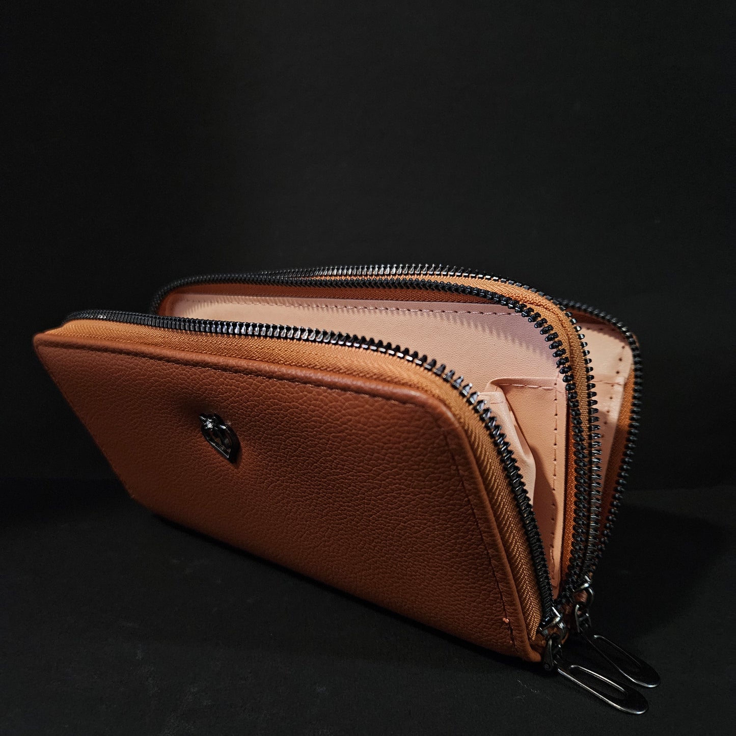Leather Thin Slim Wallets for Women Wallet for Women with Double Zipper