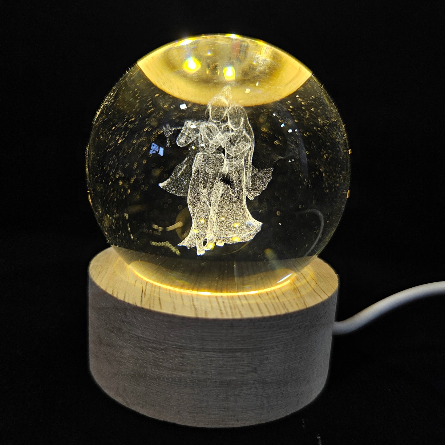 Crystal Ball Night Lamp, Solar System Light, USB Table Colorful Wooden Crystal for Home, Office, Birthday Gift
