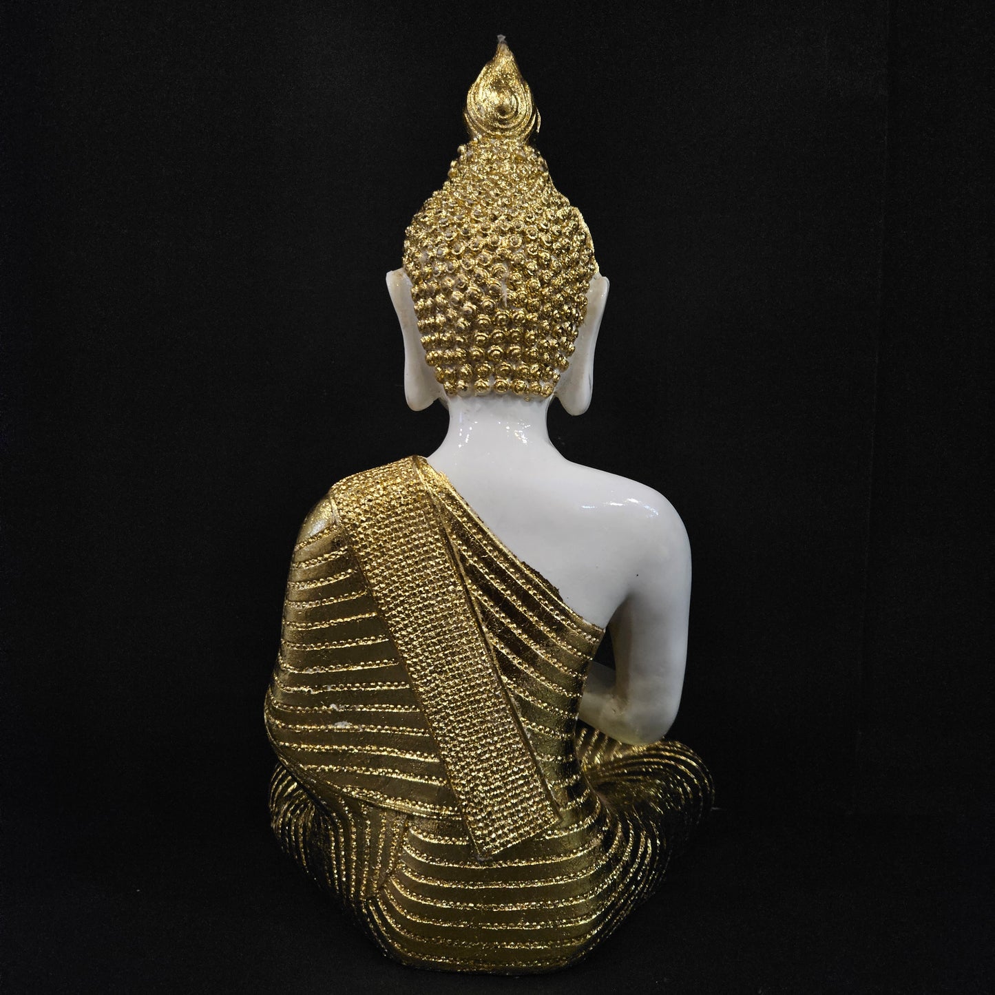 Golden Buddha Statue for Home Decor Tabletop Decoration Item with attractive elegant look Decorated with stones on base Buddha gold idol
