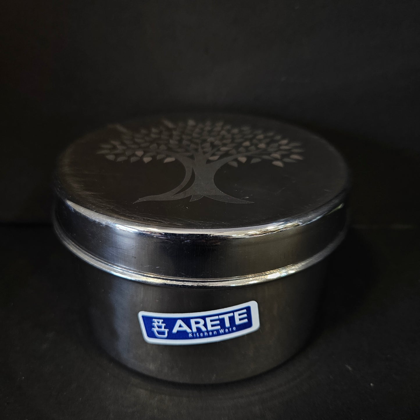 Stainless Steel Dabba with Elegant Flower Print Design - Slim and Sleek small size Canister Storage Container