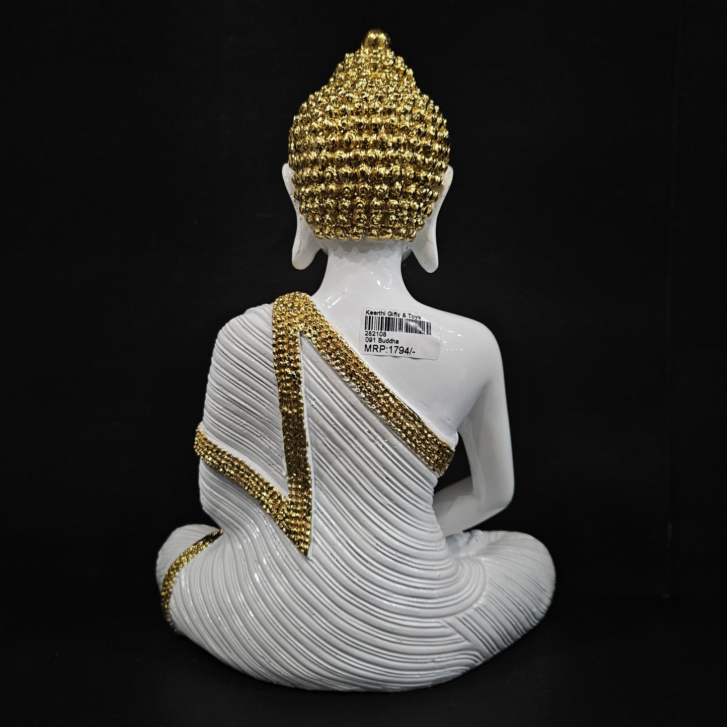 Buddha Statue for Home Decor Diwali Office Corporate Gift Meditation Showpiece Figurine White Gold