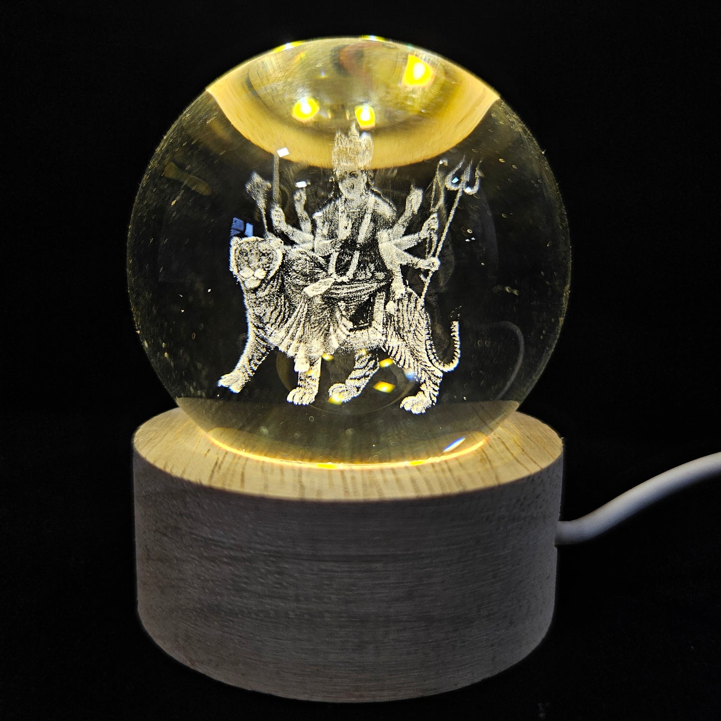 Crystal Ball Night Lamp, Solar System Light, USB Table Colorful Wooden Crystal for Home, Office, Birthday Gift
