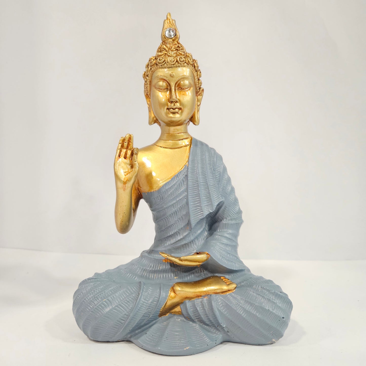 Sitting Buddha Statue Idol Buddha Figure Gold Foli Work Resin Made Light Weight Statue Perfect Home decor