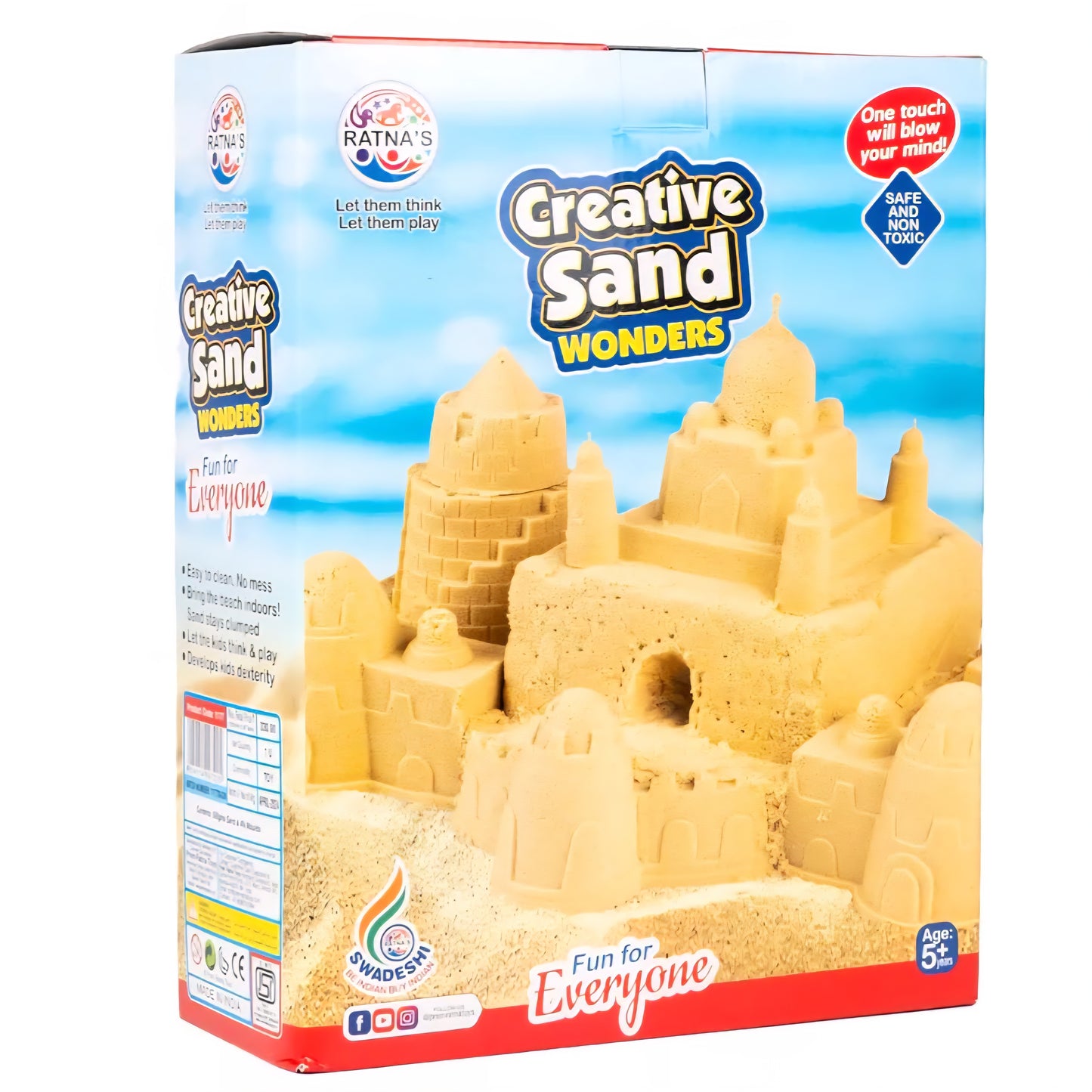 Creative Sand Wonders 500g with Big Moulds for Indoor Beach Fun Kinetic Sand Smooth and Non Sticky for Kids