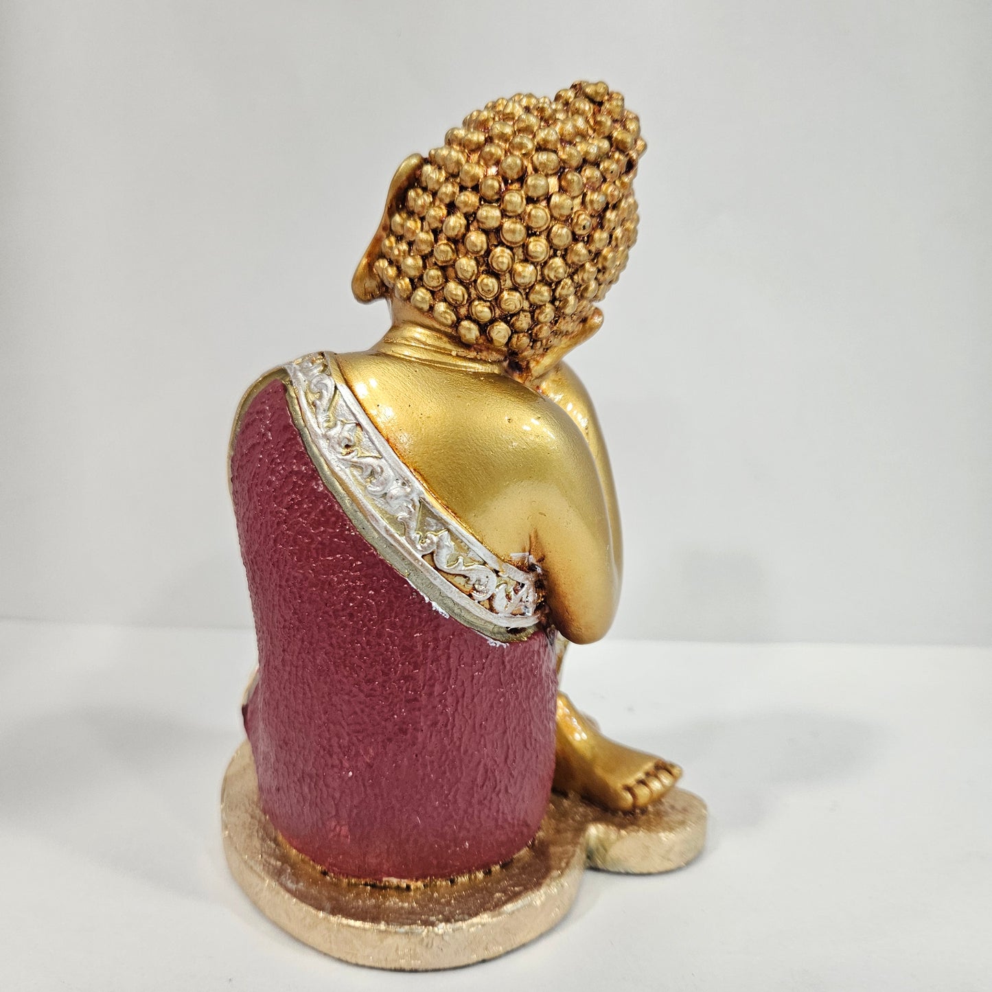 Sitting Buddha Statue Idol Buddha Figure Gold Foli Work Resin Made Light Weight Statue Perfect Home decor