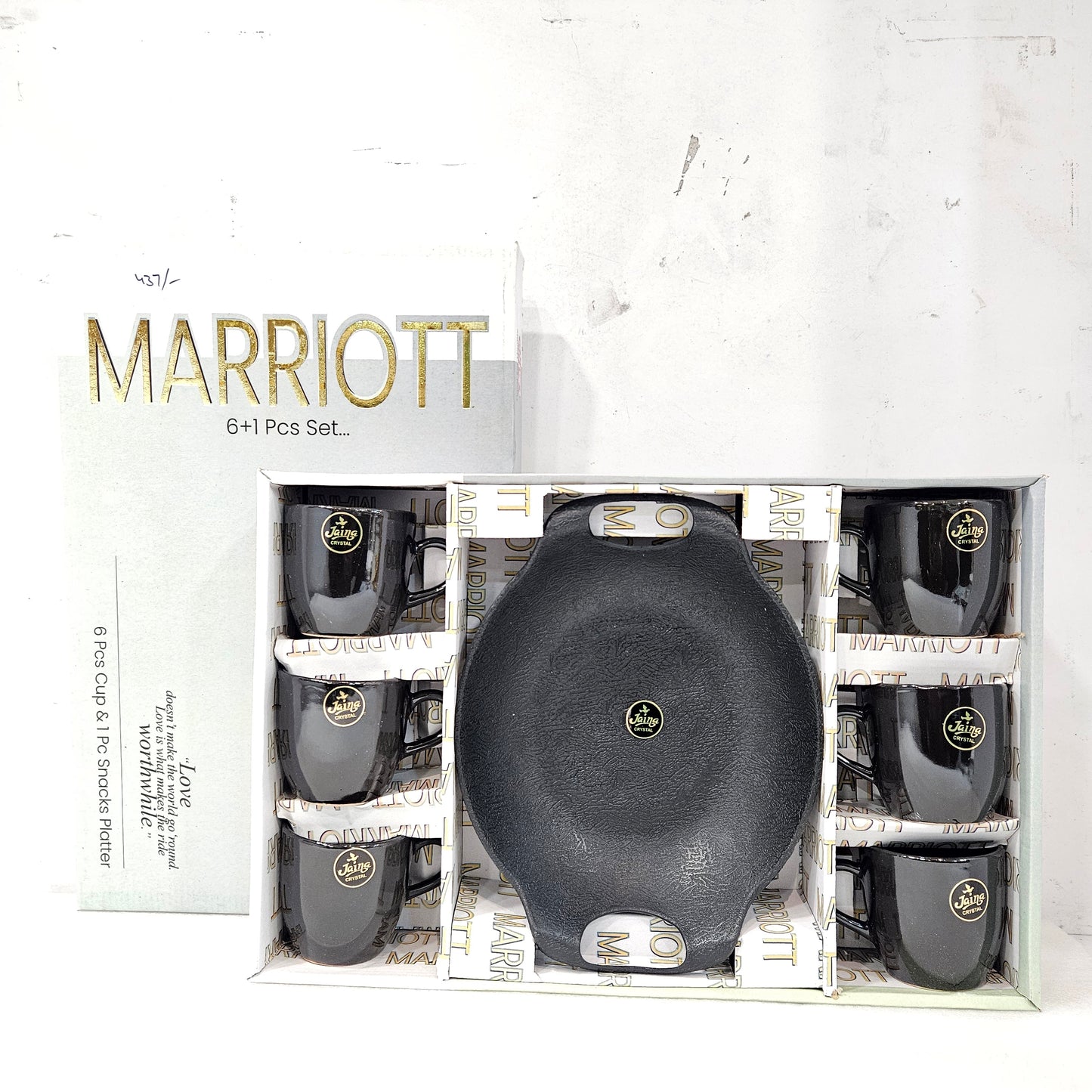 Marriott 6 pieces Ceramic cups & 1 snack platter