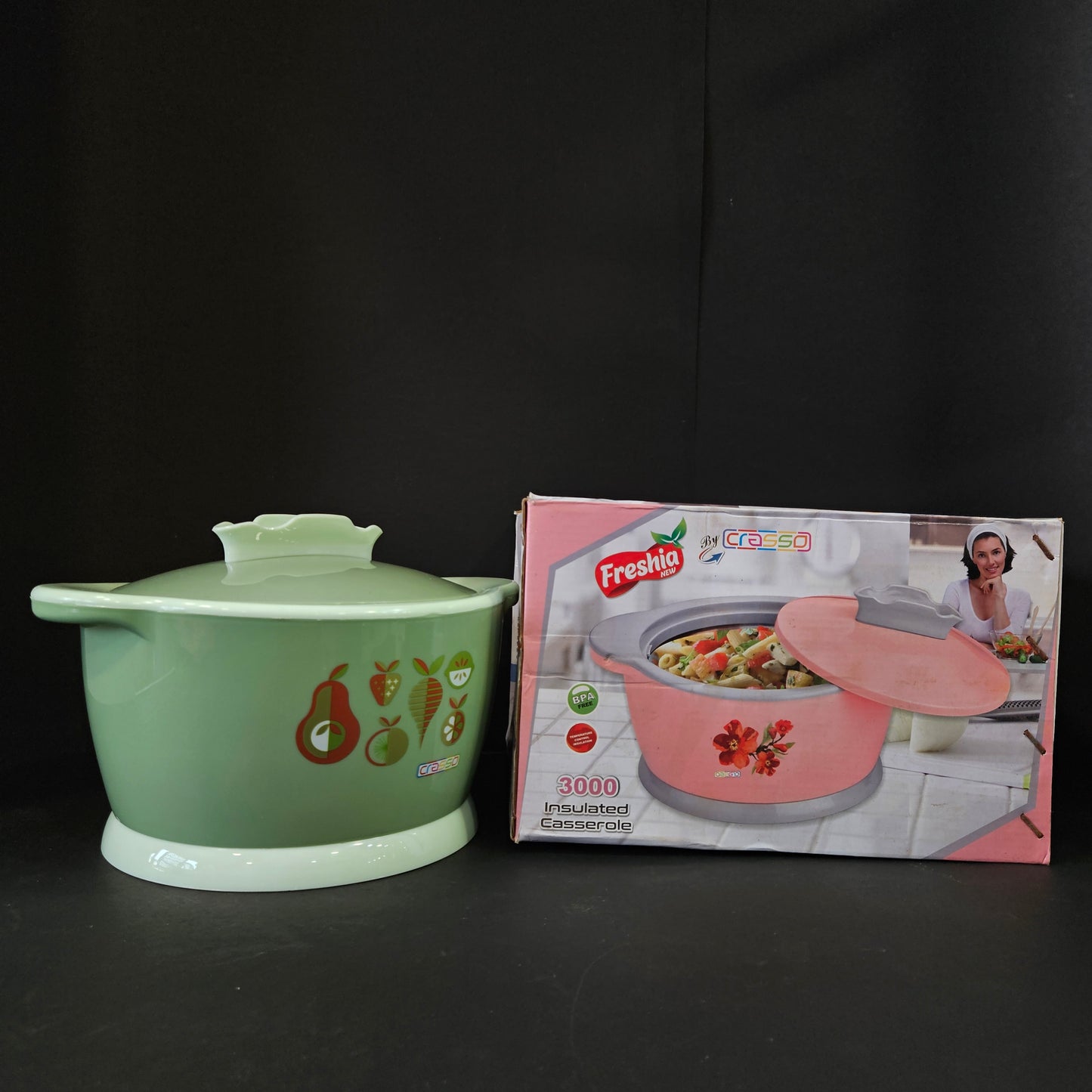 Freshia new crasso 3000ml Insulated casserole Bpa free big size hot pack