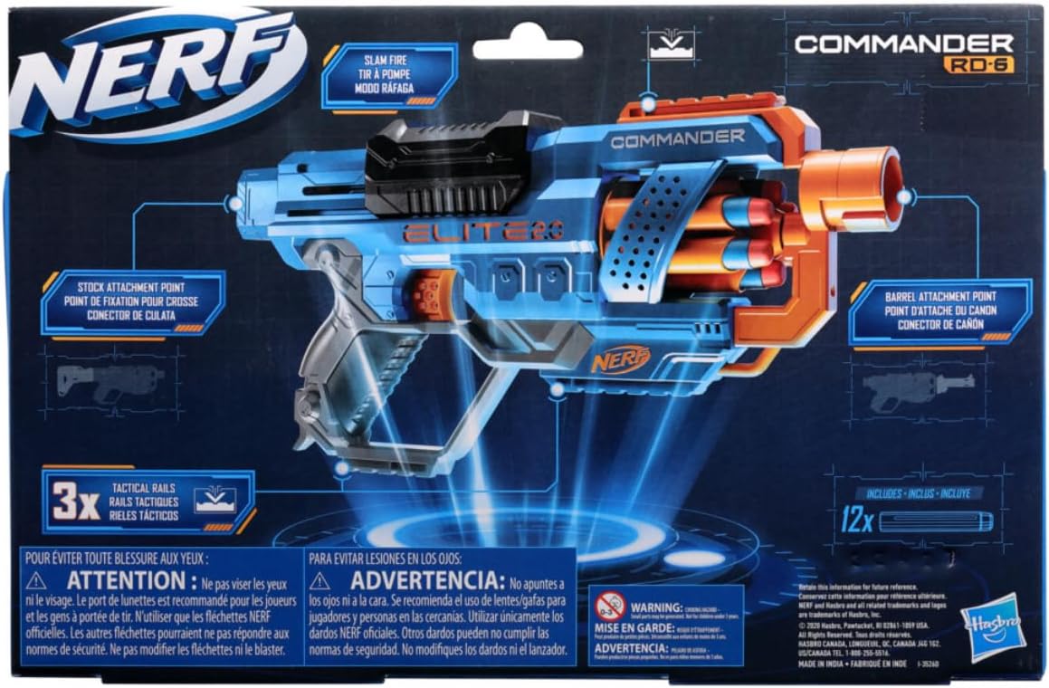 Nerf Elite 2.0 Commander Blaster, 12 Darts, 6-Dart Rotating Drum, Gift Toys for Kids Teens and Adults, Toys, Toys for Boys and Girls Ages 8 years above age,best Toy gift