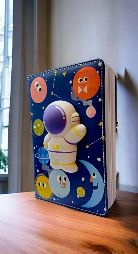 Astronaut Skoolster 3D Squishy Character Notebook/Journal/Diary: It features a 3D squishy dinosaur character on the cover.The notebook has 100 single-ruled pages