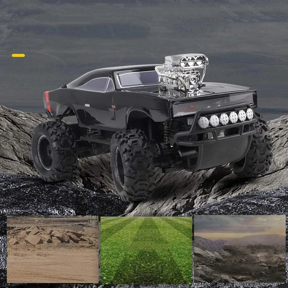 RC Sand monster make chariots in the sand short-coures off road race truck. Deduce the beauty of the natural science and technology