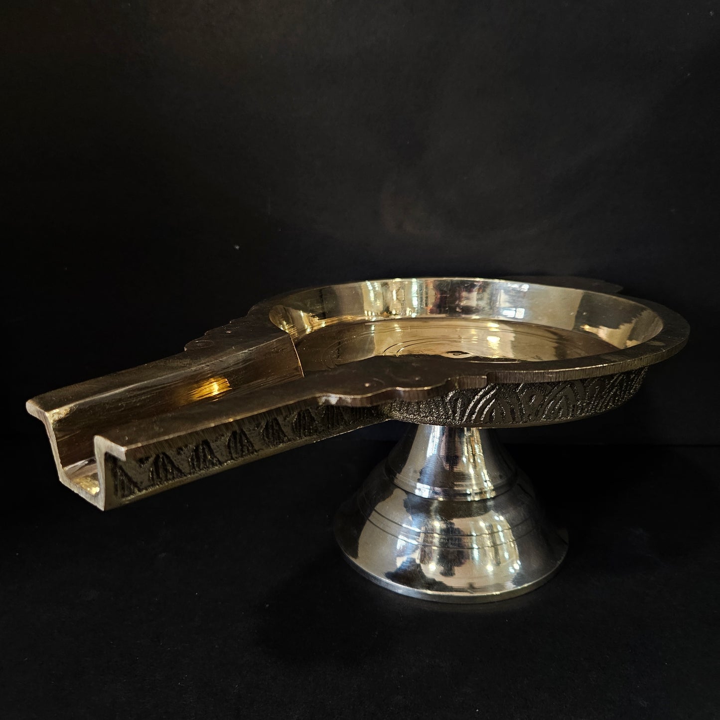 Brass Abhishekam Stand Patra Plate medium Size for God Idols/Abhishek Patra