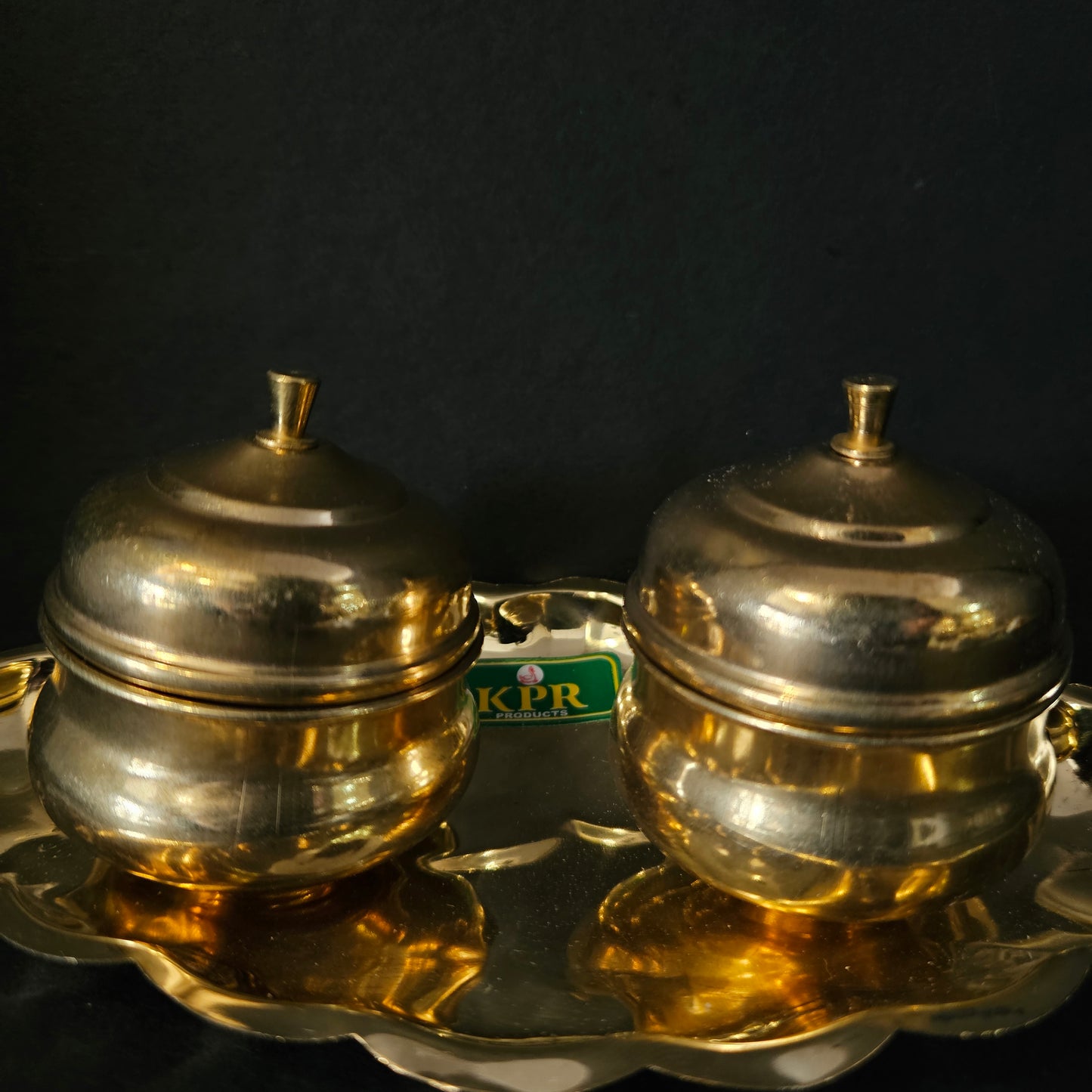 Pure Brass Chandan Roli/Tika Chopda Set/Chawal Akshat Haldi Dibbi/Kumkum Holder Box with Lid Brass Brass