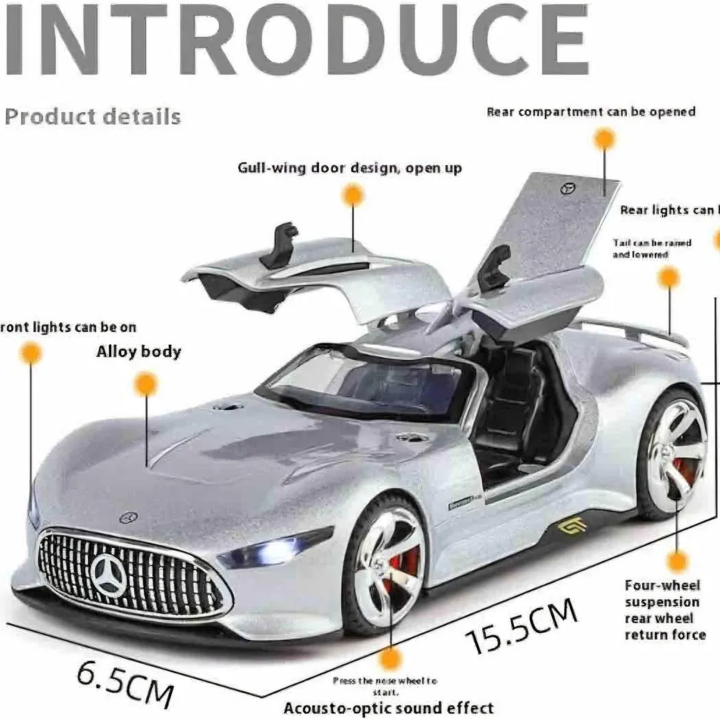 Mercedes-Benz Gran Turismo SUV Car 1:32 Scale Model Car Exclusive Alloy Metal Die-cast Pullback Toy Openable Doors & Light Music Best Gifts Kids