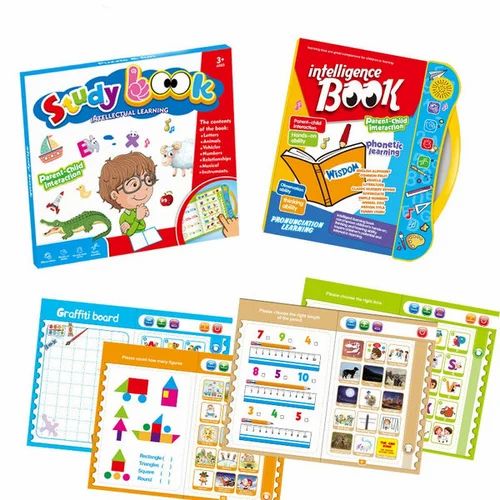 Study Book Intellectual Learning" is an educational toy designed for children ages 3 and up. It focuses on phonetic learning and includes a variety of topics to engage young learners.