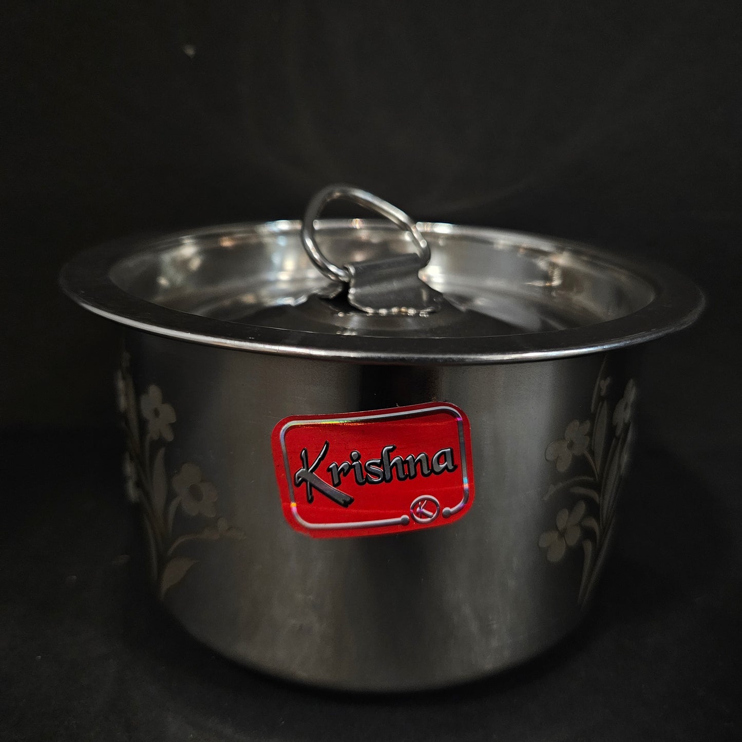 Stainless Steel Round storage box Floweral design with lid perfect for Return gifting purpose